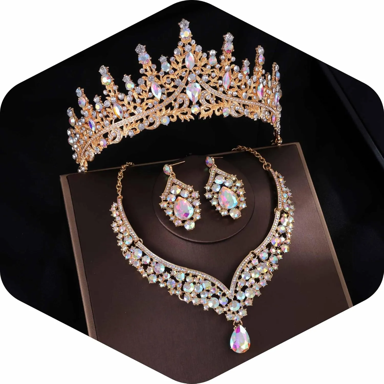 Kamirola Tiaras and Crowns for Women,Tiaras Earrings Necklace, Crystal Bridal Jewelry Set, Costume Party Halloween Prom Pageant Jewelry for Women (TR28)