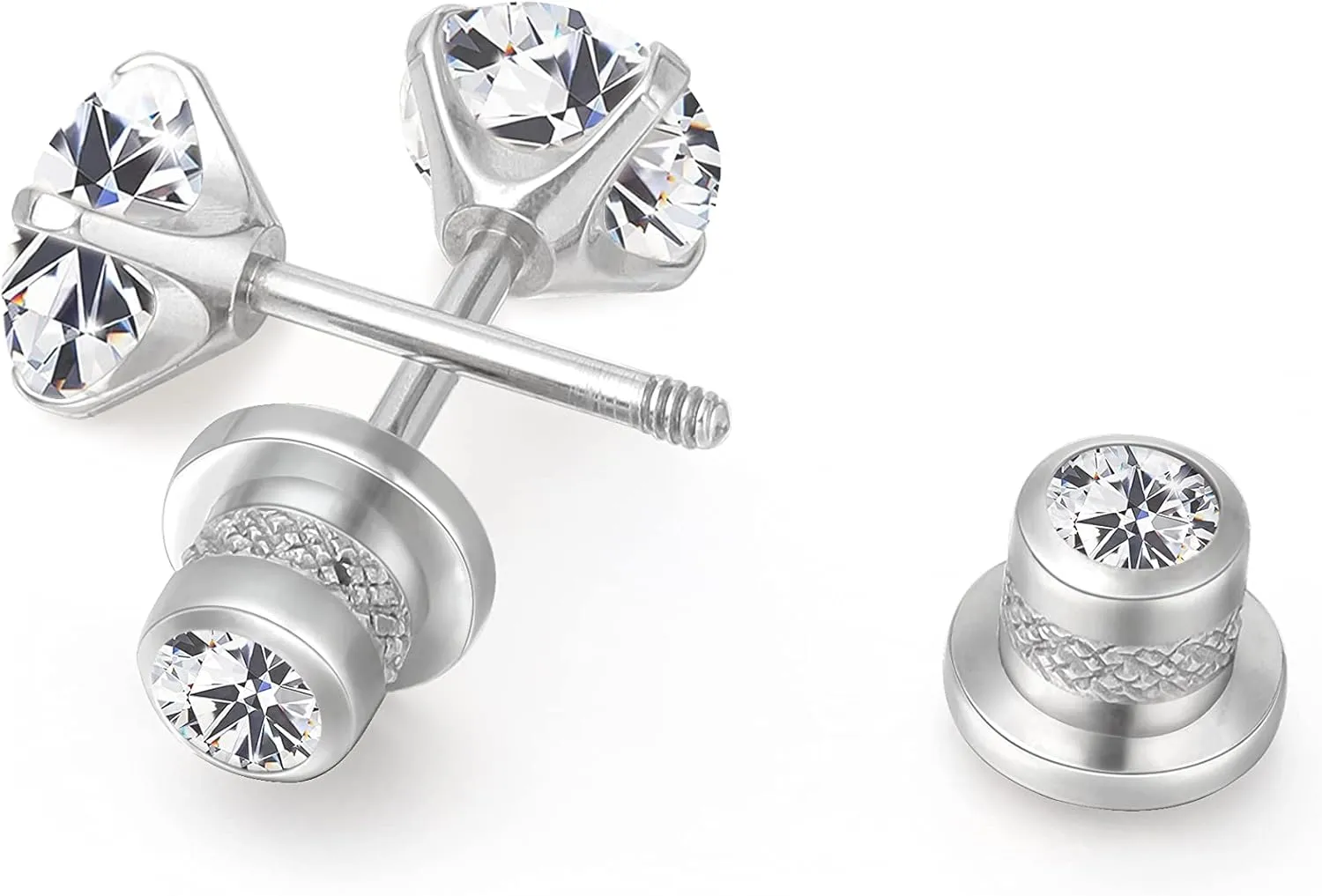 Limerencia Hypoallergenic G23 Implant Grade Titanium Screw Back Earrings Tragus 20G Helix F136 Piercing Post for Sensitive Ears Simulated Diamond Cartilage