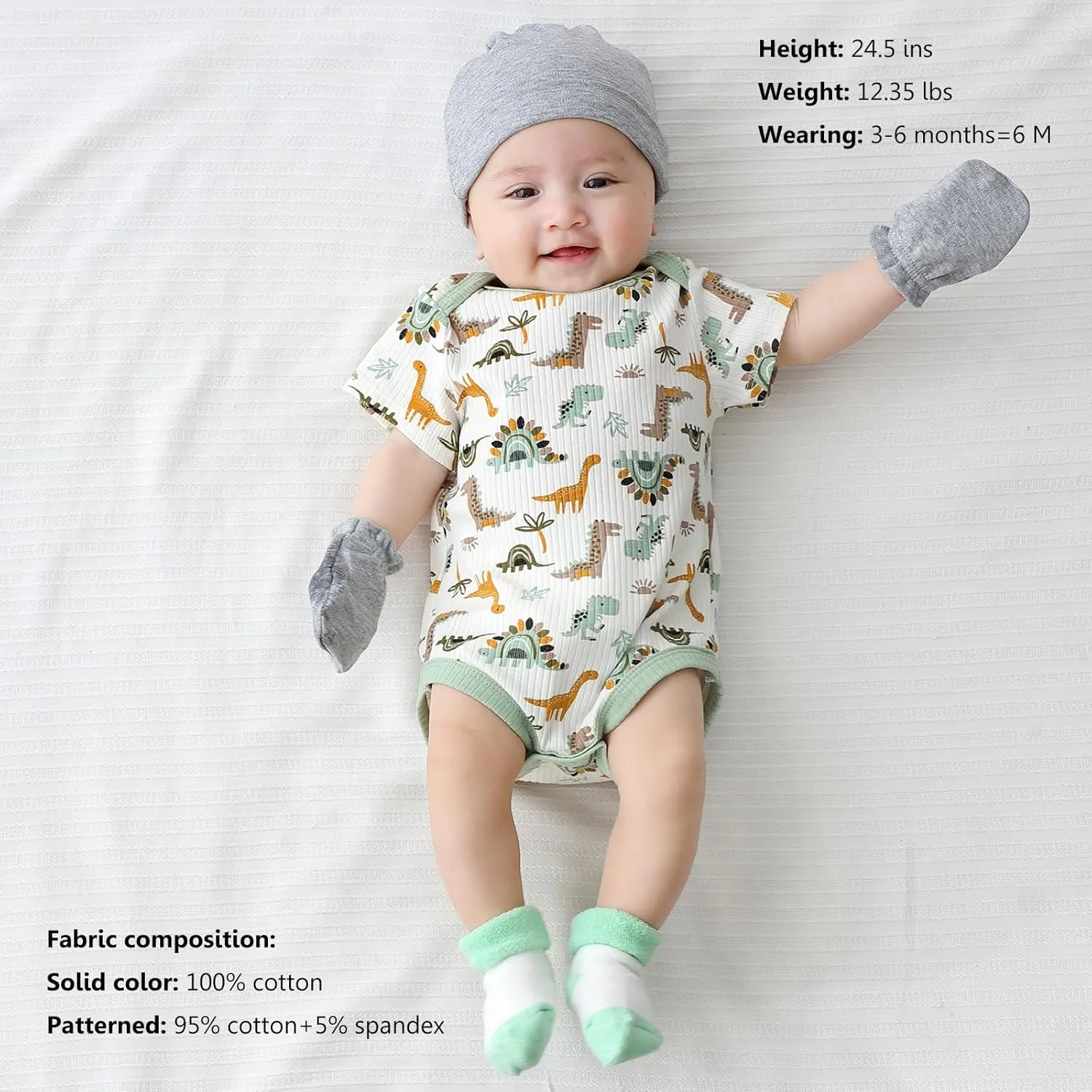 MAMIMAKA Newborn Baby Short Sleeve Bodysuit Cotton One-Piece Baby Clothes 5-Pack, 0-12 Months