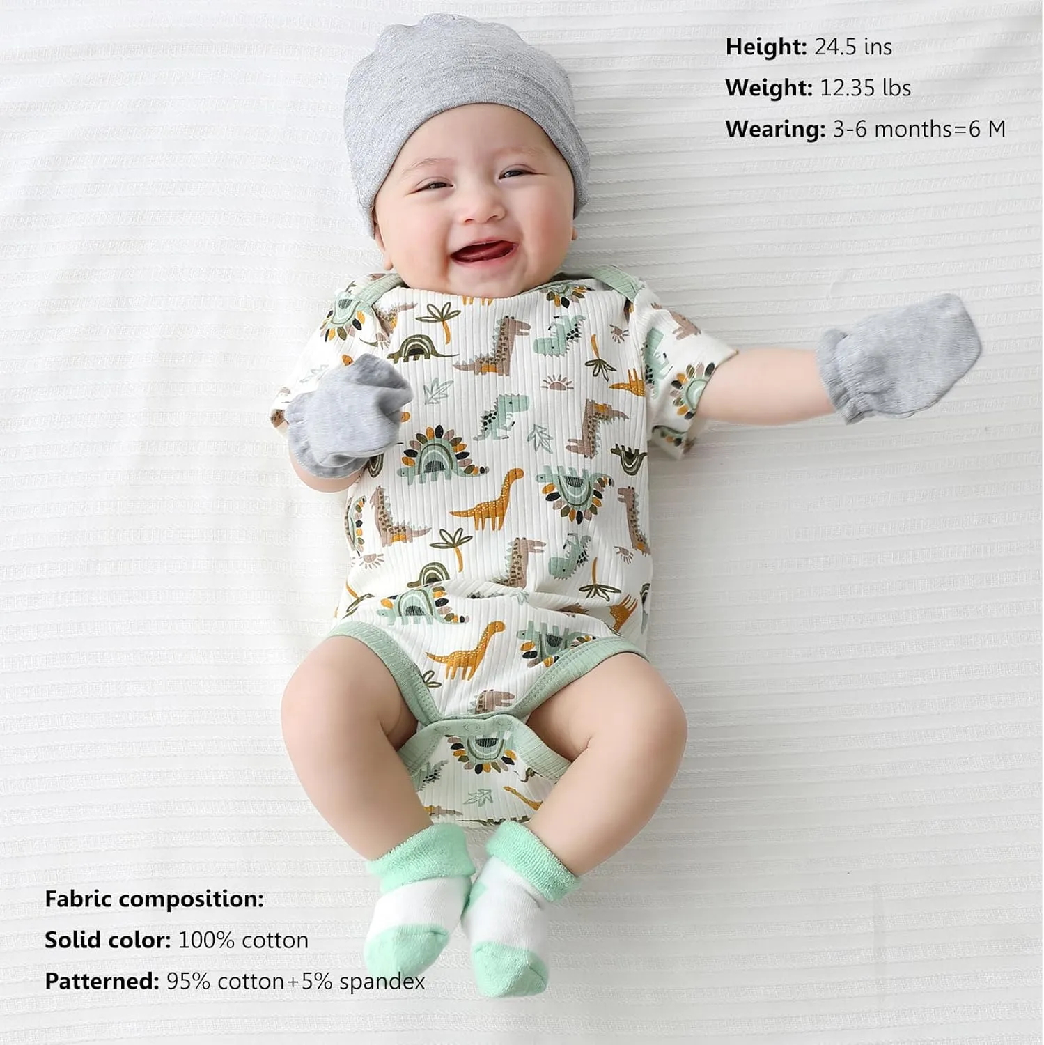 MAMIMAKA Newborn Baby Short Sleeve Bodysuit Cotton One-Piece Baby Clothes 5-Pack, 0-12 Months
