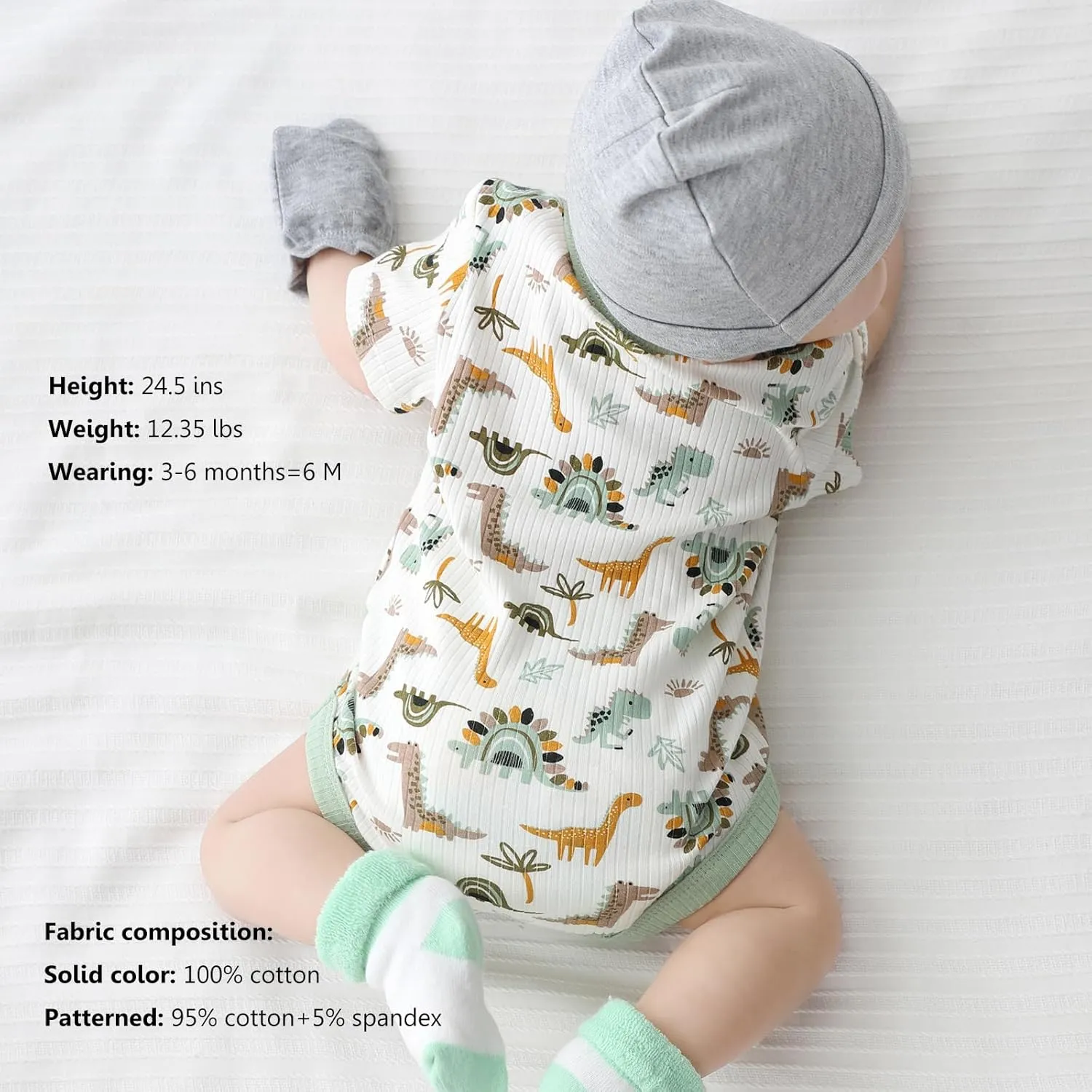MAMIMAKA Newborn Baby Short Sleeve Bodysuit Cotton One-Piece Baby Clothes 5-Pack, 0-12 Months