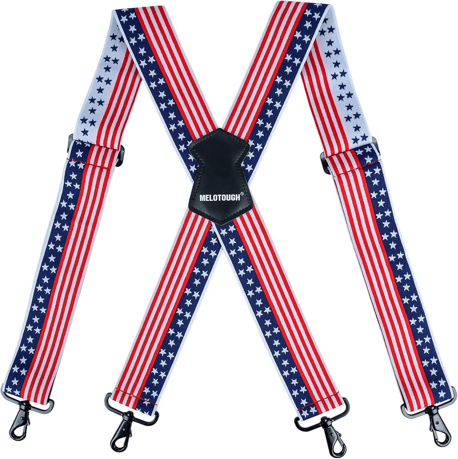 MELOTOUGH Men's Suspender 1.5/2 Inch Wide Suspenders Full Elastic X Back Suspender with Snap Hooks
