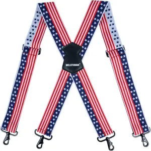 MELOTOUGH Men's Suspender 1.5/2 Inch Wide Suspenders Full Elastic X Back Suspender with Snap Hooks