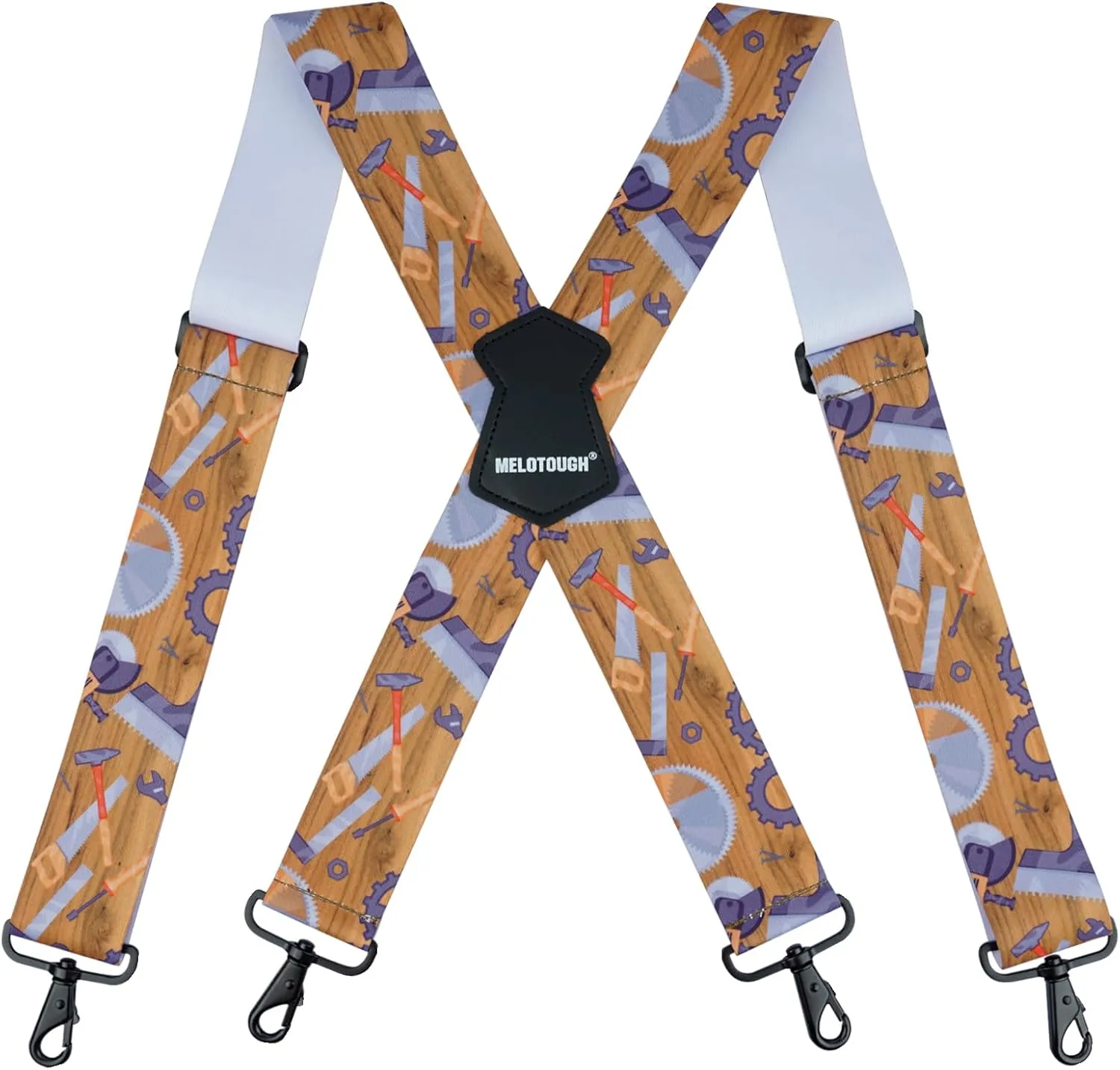 MELOTOUGH Men's Suspender 1.5/2 Inch Wide Suspenders Full Elastic X Back Suspender with Snap Hooks