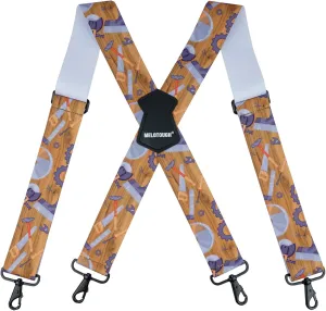 MELOTOUGH Men's Suspender 1.5/2 Inch Wide Suspenders Full Elastic X Back Suspender with Snap Hooks