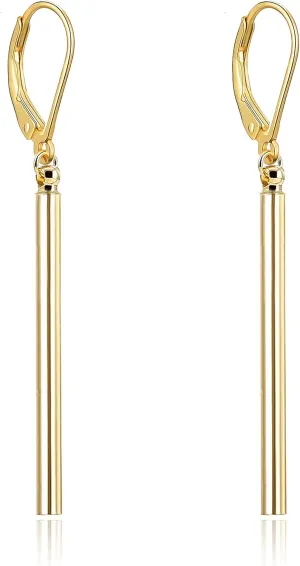 Minimal Long Vertical Bar Dangle Earrings for Women Gold Plated Simple Geometric Line Stick Drop Earrings for Men Dainty Fashion Jewelry
