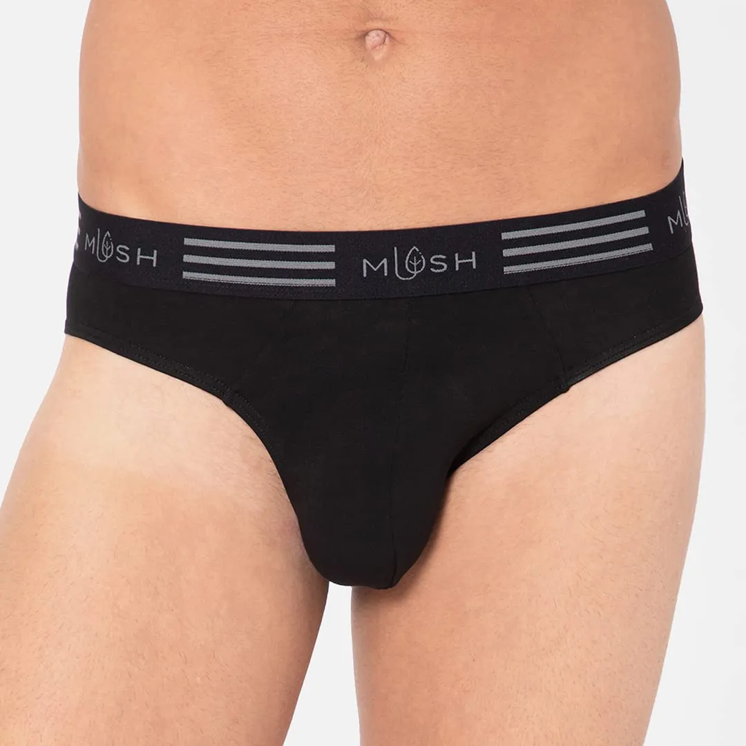 Mush Ultra Soft, Breathable, Feather Light Men's Bamboo Brief || Naturally Anti-Odor and Anti-Microbial Bamboo Innerwear Pack of 1 (L, Black)