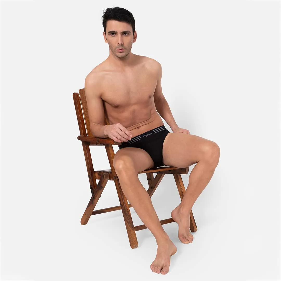 Mush Ultra Soft, Breathable, Feather Light Men's Bamboo Brief || Naturally Anti-Odor and Anti-Microbial Bamboo Innerwear Pack of 1 (L, Black)