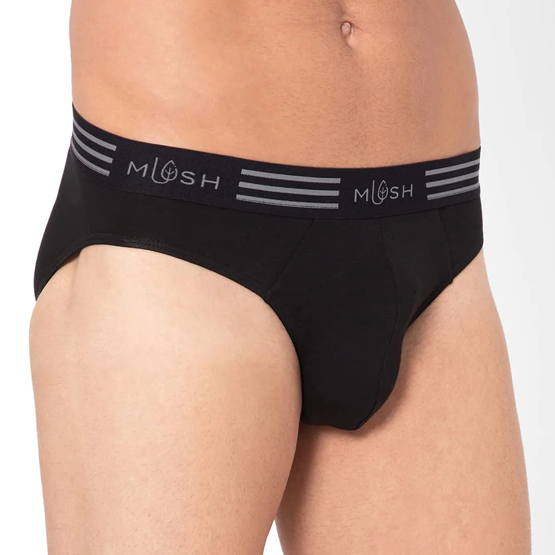 Mush Ultra Soft, Breathable, Feather Light Men's Bamboo Brief || Naturally Anti-Odor and Anti-Microbial Bamboo Innerwear Pack of 1 (L, Black)