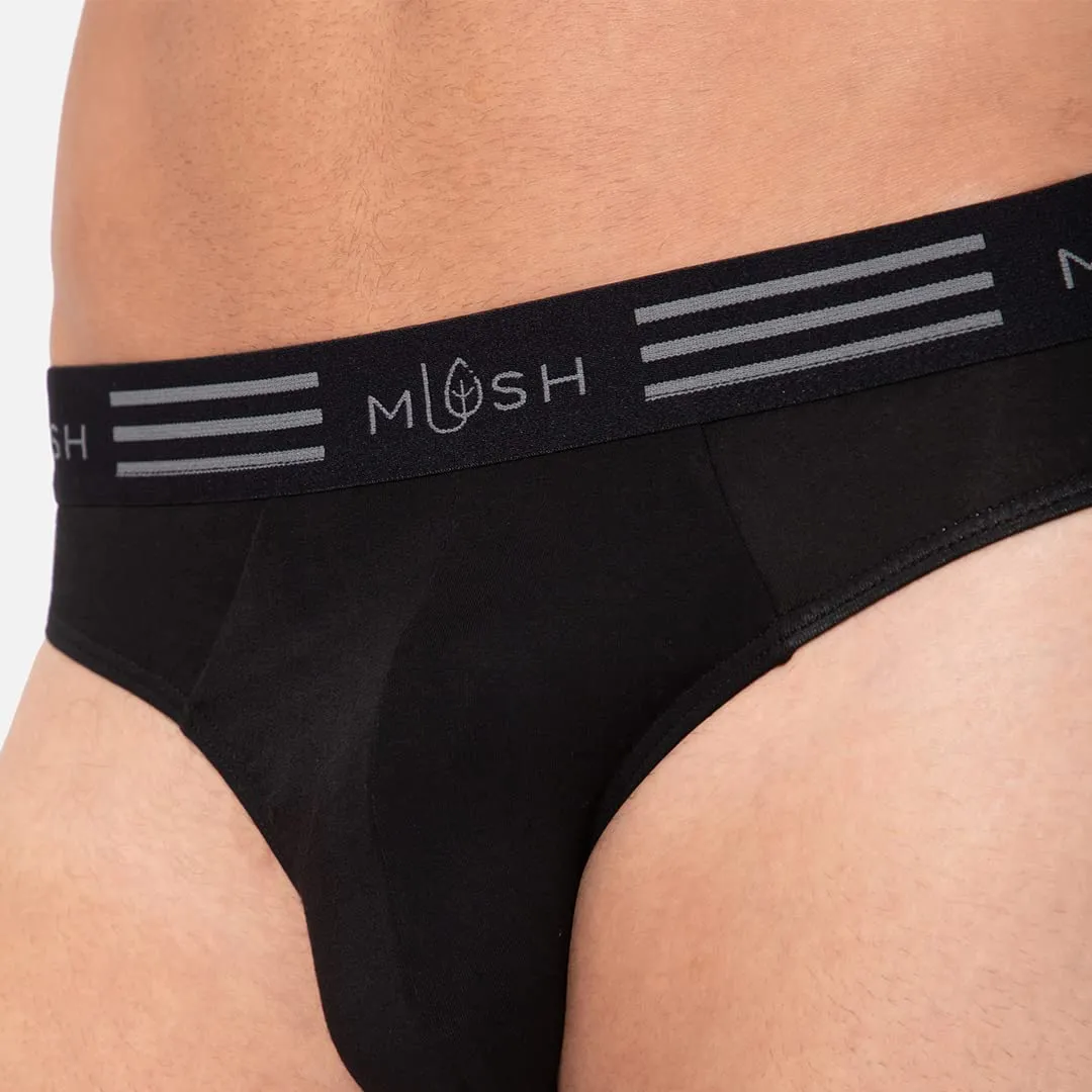 Mush Ultra Soft, Breathable, Feather Light Men's Bamboo Brief || Naturally Anti-Odor and Anti-Microbial Bamboo Innerwear Pack of 1 (L, Black)