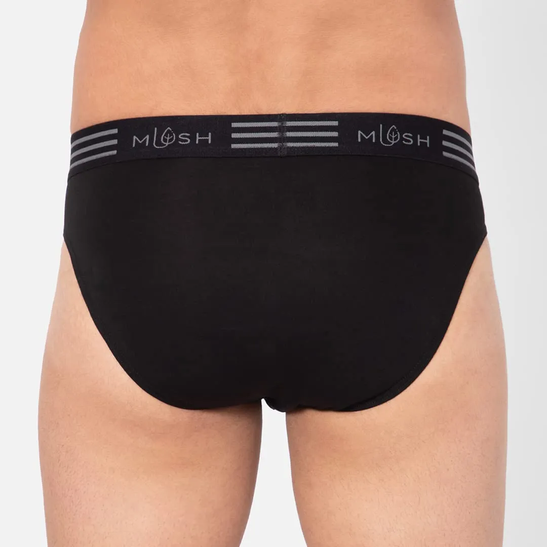 Mush Ultra Soft, Breathable, Feather Light Men's Bamboo Brief || Naturally Anti-Odor and Anti-Microbial Bamboo Innerwear Pack of 1 (L, Black)