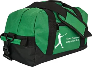 Personalized Passion Small Sports Duffel Bags for Kids - 14 Waterproof Travel Duffle with Embroidered Name & Baseball Design - Dark Green Two-Toned Kids Weekender Bag for Boys and Girls