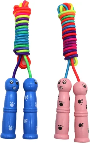 Rainbow Jump Rope for Kids - Wooden Handle - 8.5FT Adjustable Nylon Braided Fitness Skipping Rope for Girls or Boys Fitness Outdoor Exercise Physical Education