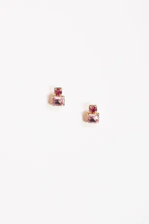 Rectangle Frame Earrings in Pink