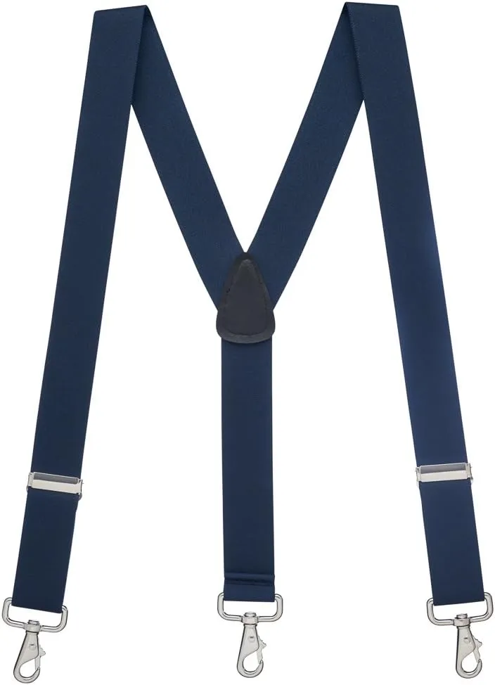 Solid Suspenders -1.5-Inch Wide Elastic - Y-Back - Trigger Snaps - Many Colors & 4 Sizes Including Big & Tall