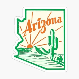 STICKY DUDE Arizona Cactus Vintage Travel Decal Sticker Style, 4in - Yeti Cup Vinyl Waterproof Decal Car Bumper Laptop Wall Window