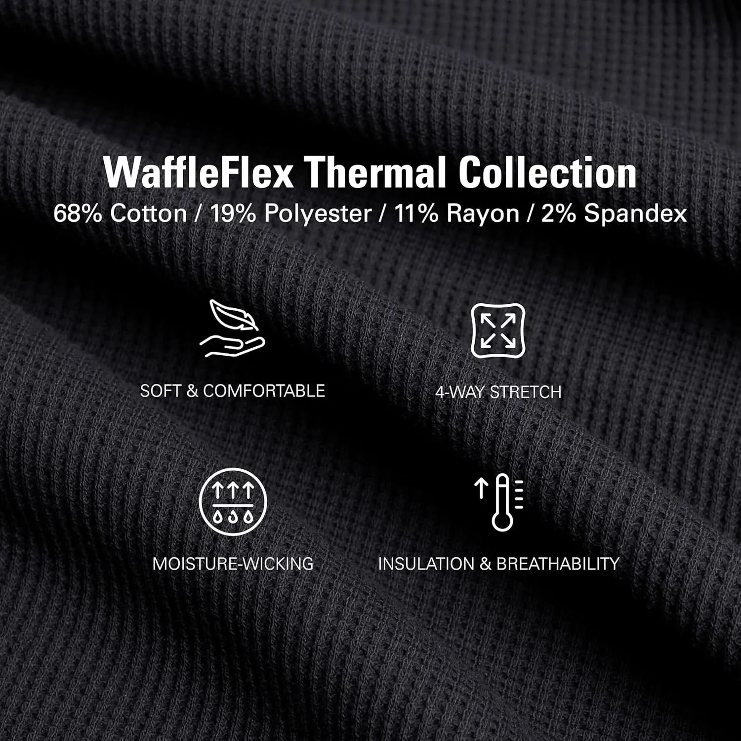 STRONGSIZE Men's Big and Tall Thermal Waffle Henley Long Sleeve  Longer Length 3 Button Henley Shirt