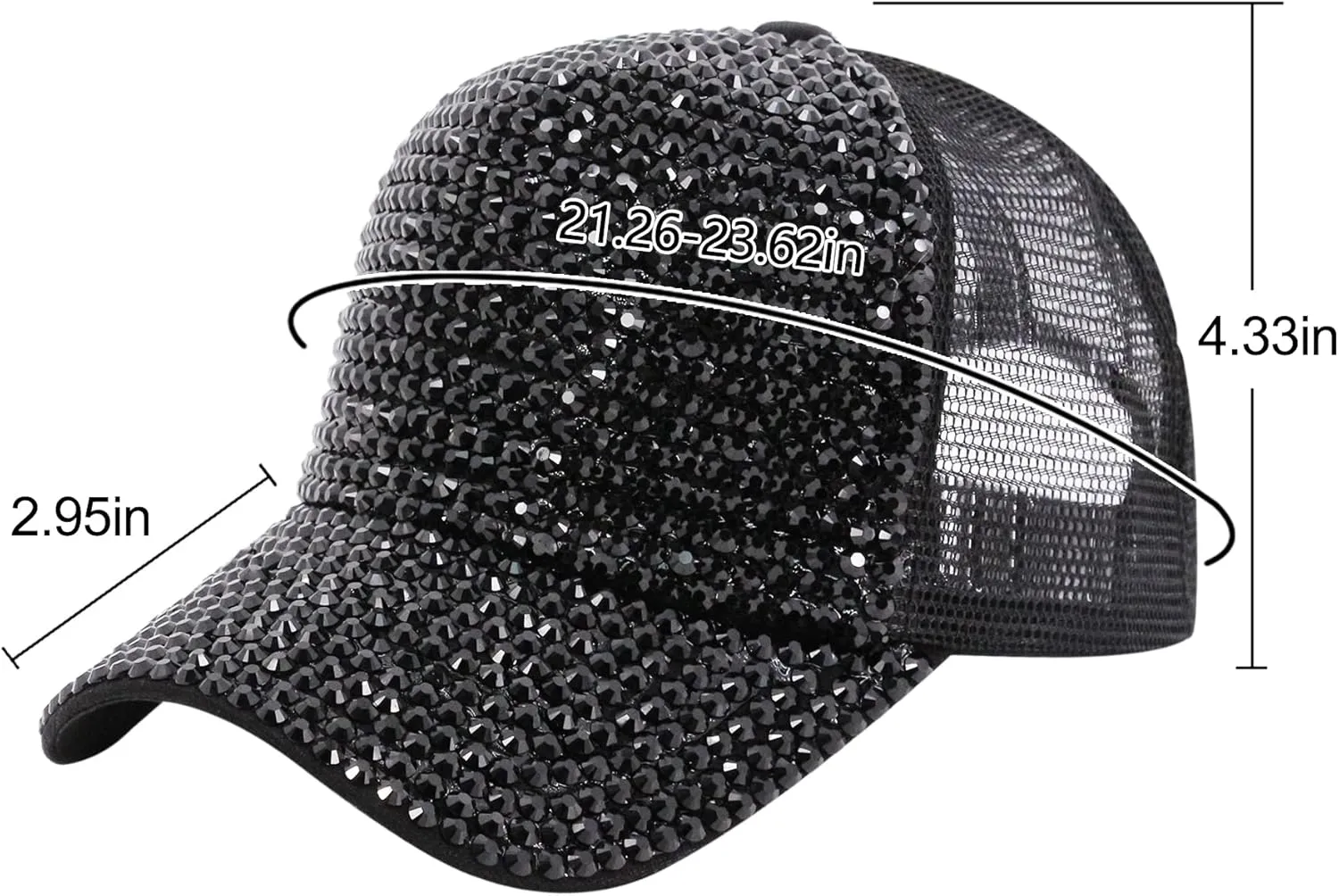 Surkat Studded Rhinestone Baseball Cap Bun Ponytail Adjustable Hat Sparkle Bling Denim Sun Hat