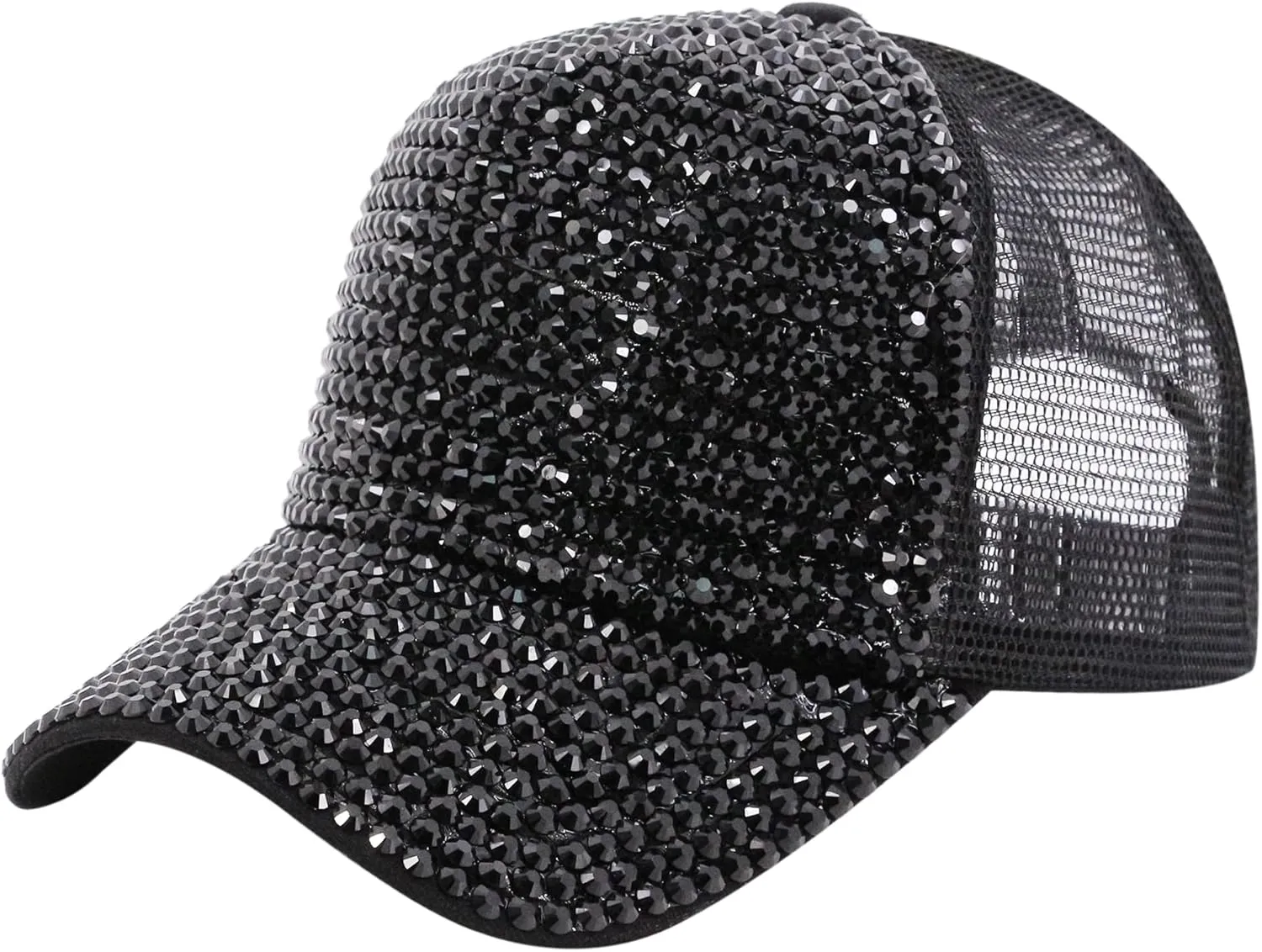 Surkat Studded Rhinestone Baseball Cap Bun Ponytail Adjustable Hat Sparkle Bling Denim Sun Hat