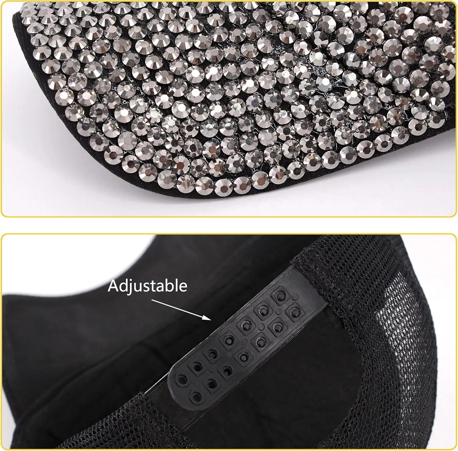 Surkat Studded Rhinestone Baseball Cap Bun Ponytail Adjustable Hat Sparkle Bling Denim Sun Hat