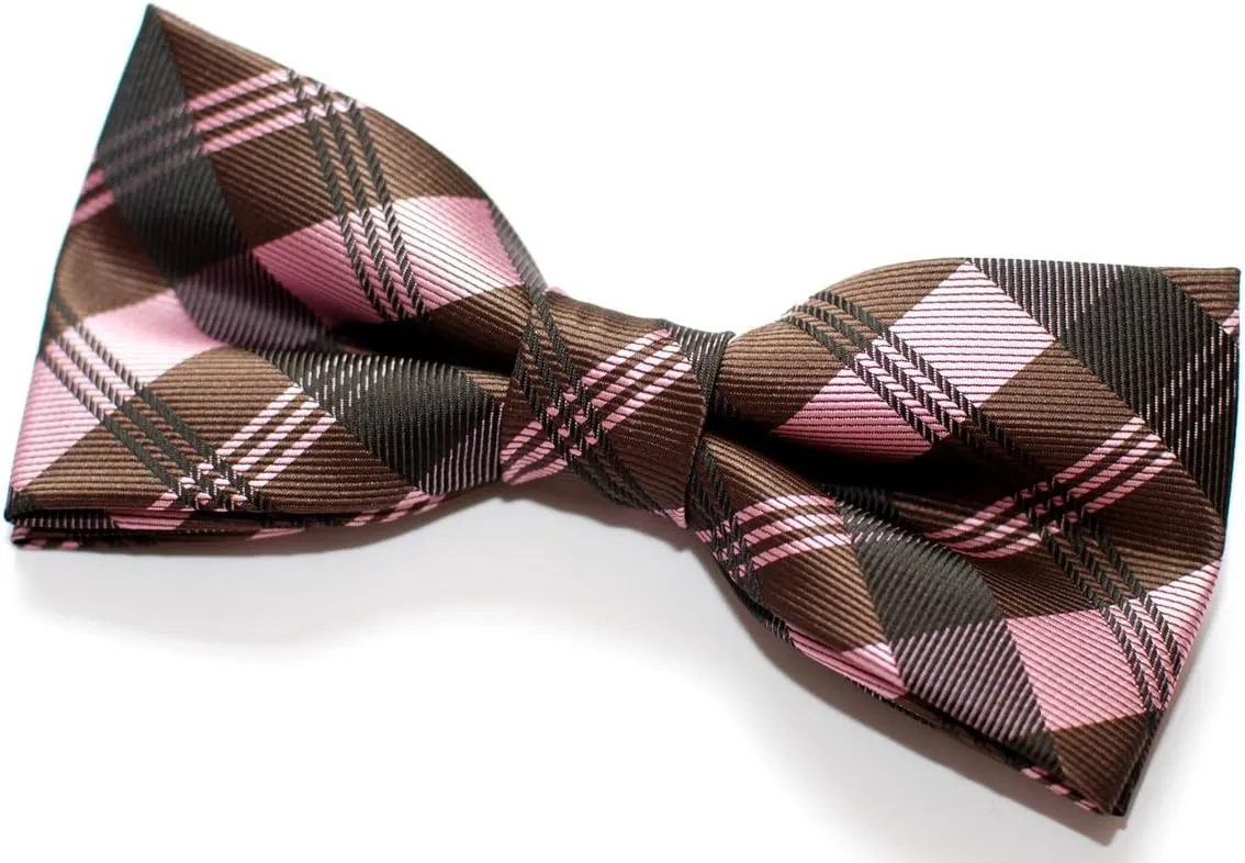 Tartan Plaid Patterns Woven Microfiber Pre-tied Bow Tie (4.5")