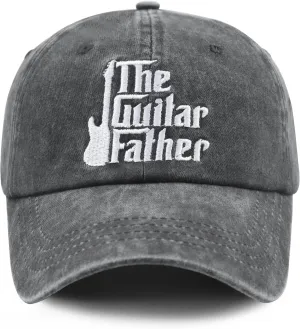 The Guitar Father Hat for Men, Vintage Cotton Embroidered Guitar Decor Dad Baseball Cap