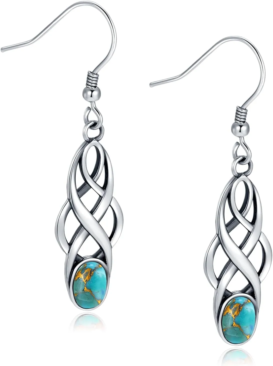 Turquoise Earrings Sterling Silver Lightweight Celtic Dangle Earrings Celtic Jewelry for Women