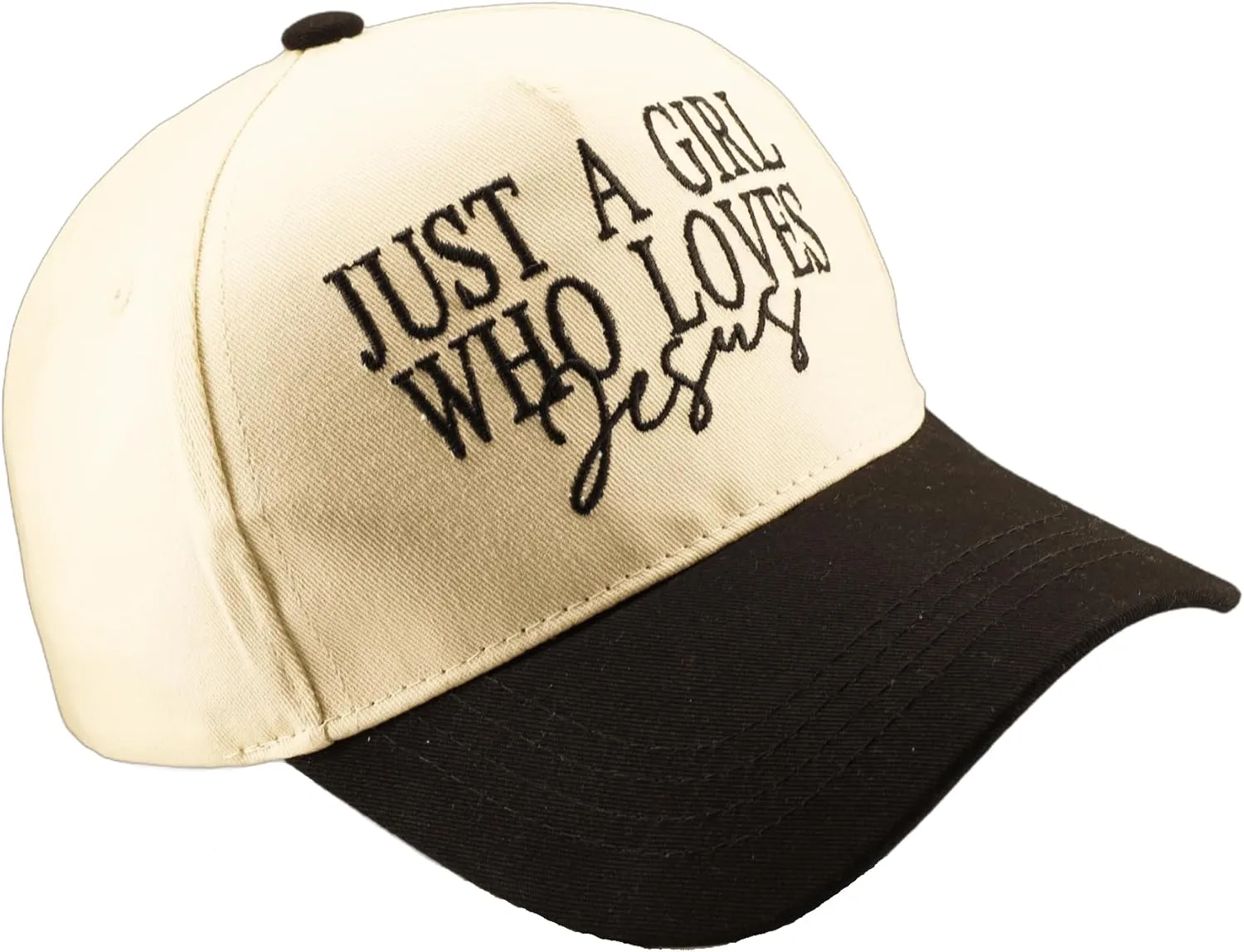 Two Tone Embroidered Lettering Baseball Cap