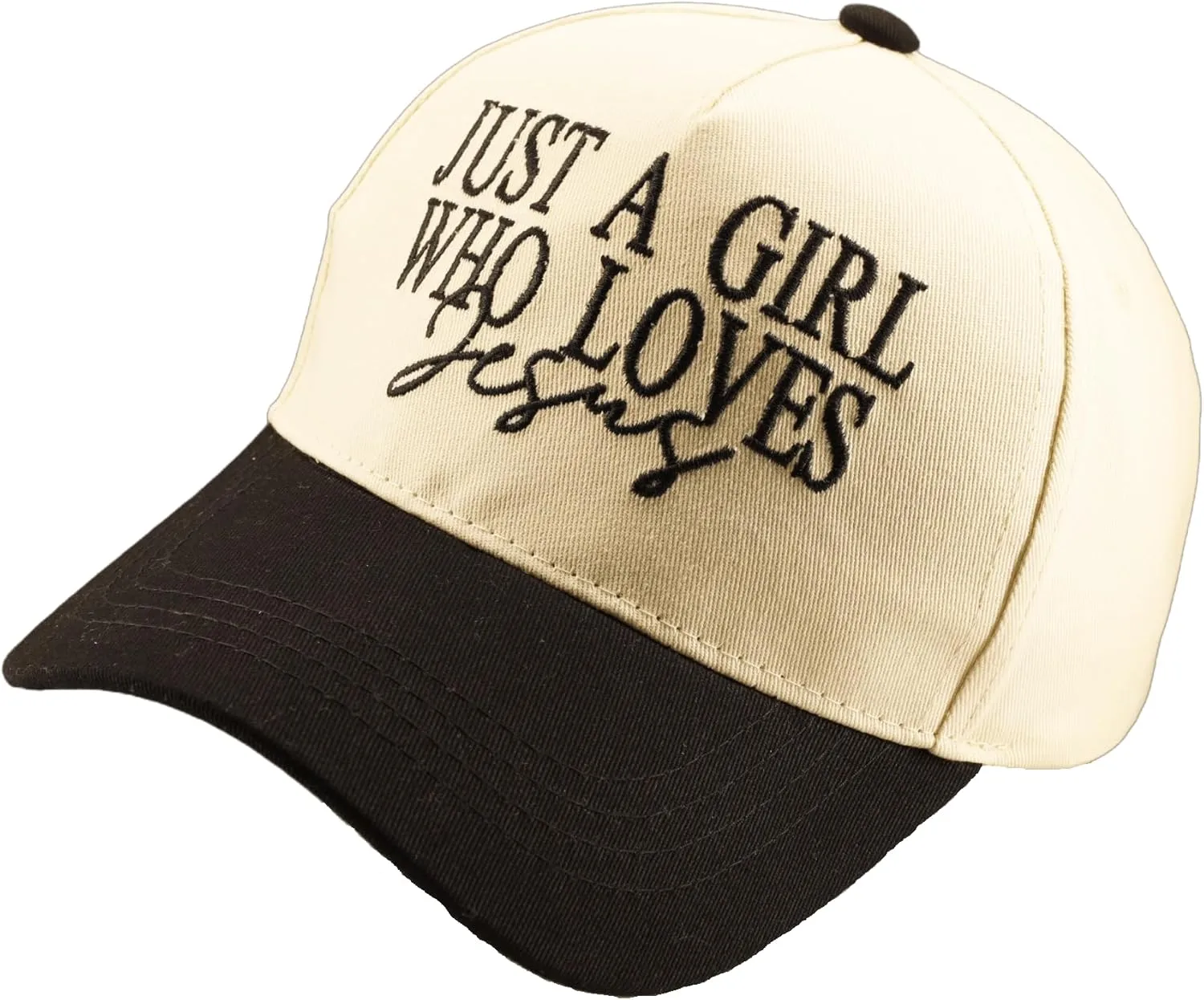Two Tone Embroidered Lettering Baseball Cap