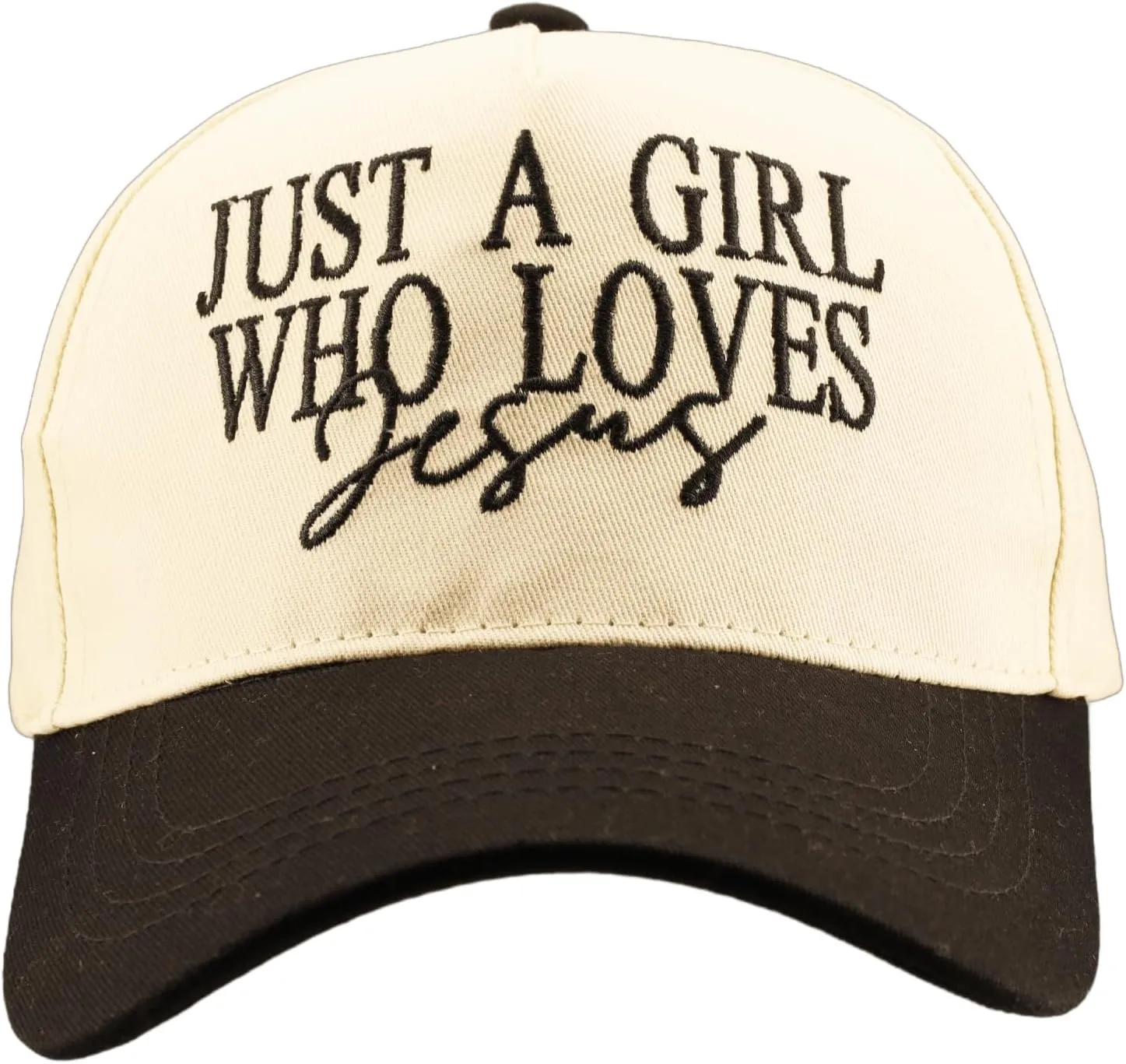 Two Tone Embroidered Lettering Baseball Cap