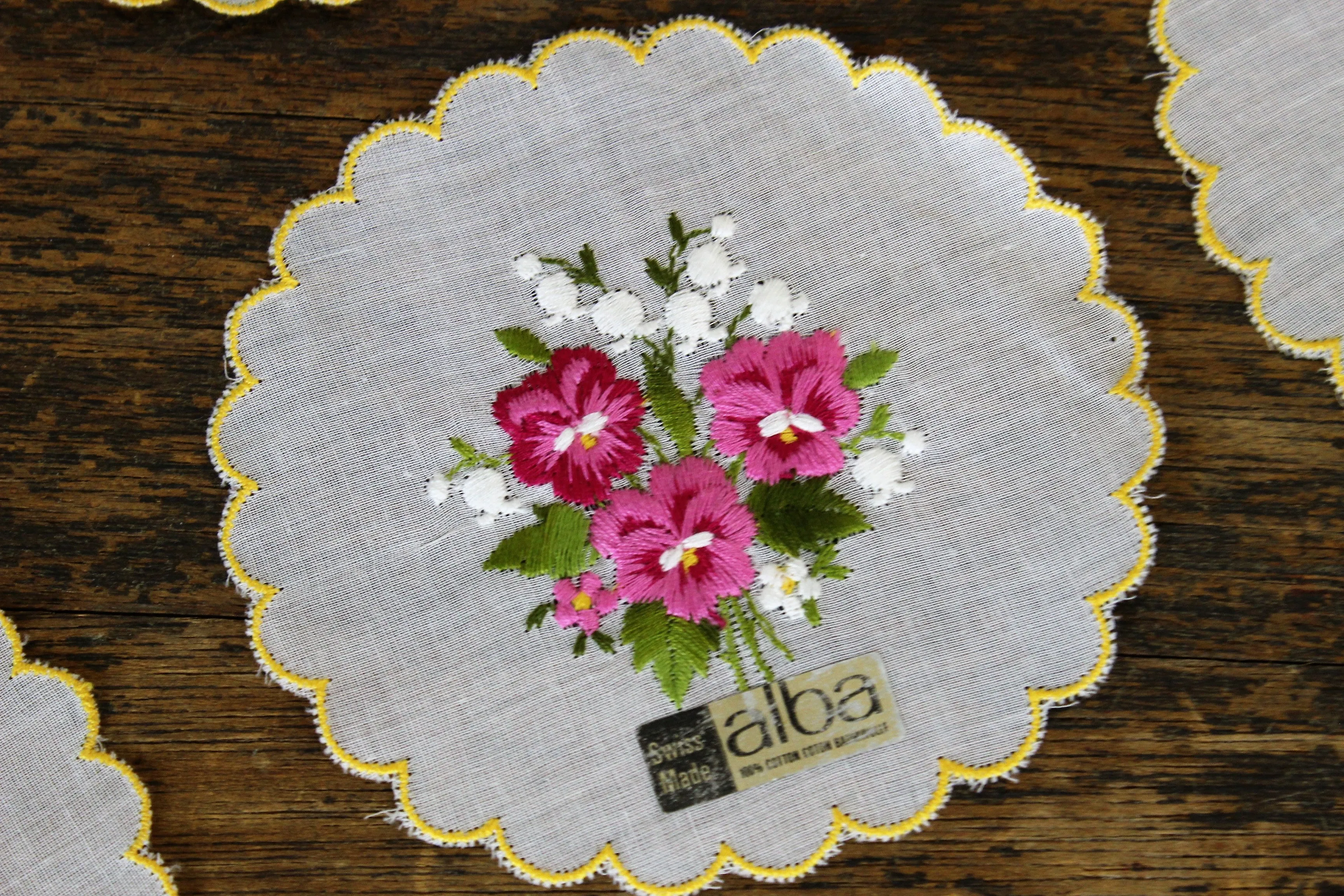 Vintage Cotton Alba Coasters Or Doilies, Set of Six