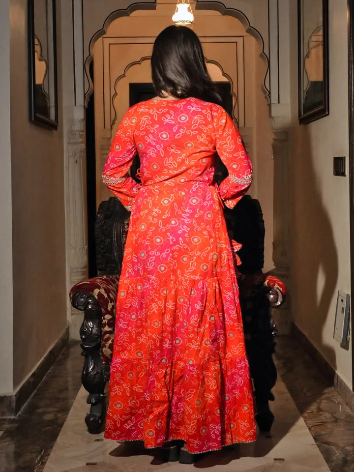 Women Bandhej Printed Anarkali Kurta