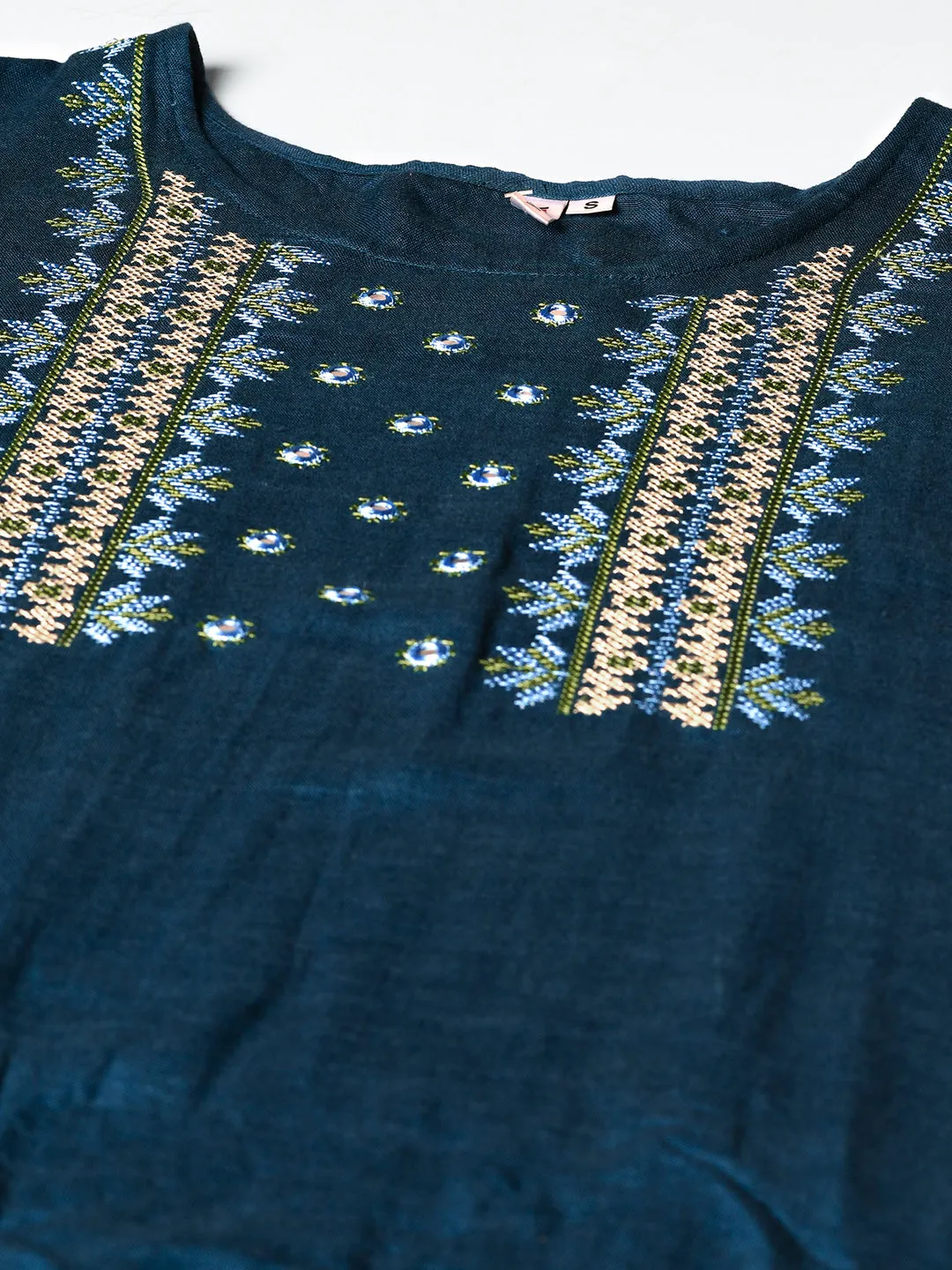 Women Navy Blue Printed Dupatta Set